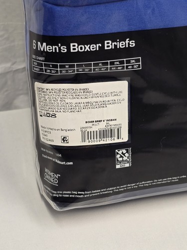Athletic Works Mens Boxer Briefs 3XL (48-50) Performance Cotton Stretch 6 Pack H - Picture 3 of 3