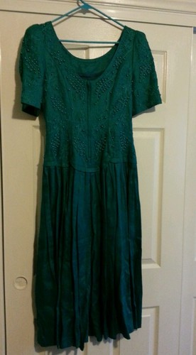 Women's Dress Marie St. Claire Size 8 Green Formal Ramie Short Sleeve - Picture 2 of 5
