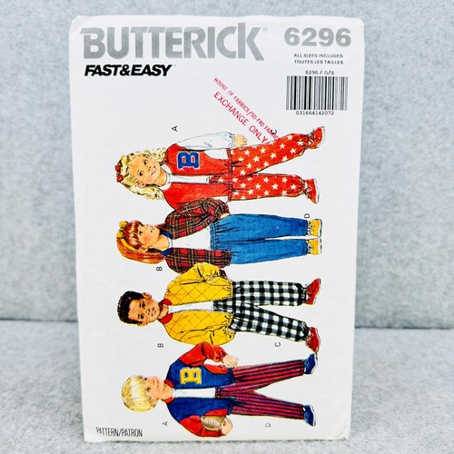 Chaqueta y pantalones de béisbol Butterick 6296 para niños XS L patrón de costura fácil - Imagen 2 de 7