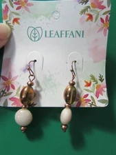 NEW/card unworn LEAFFANI 1 1/2" bronze & sand-looking dangle pierced earrings