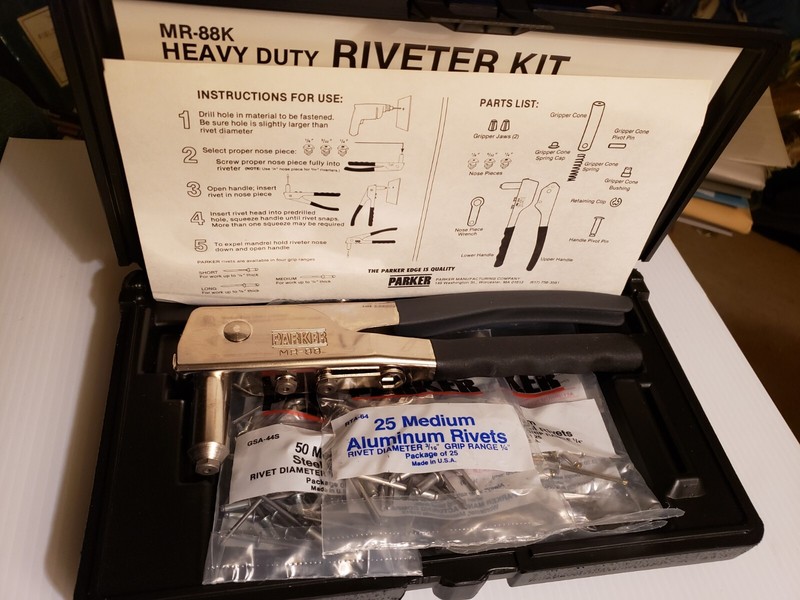 Parker MR-88K Heavy Duty Riveter Kit In Case, Includes 200 Parker Rivets