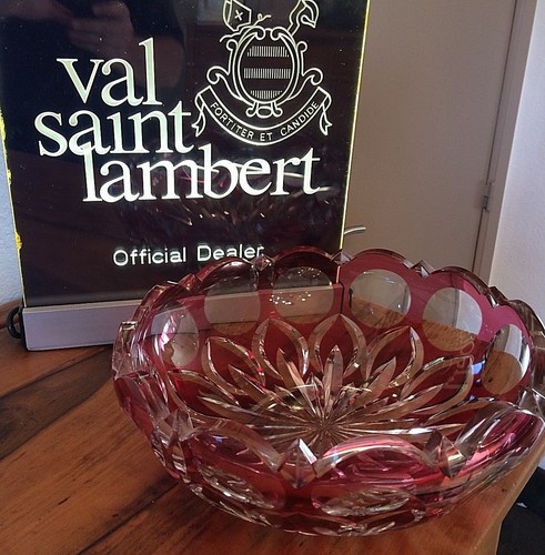 Magnifique coupe taillée et doublée rouge - VAL ST LAMBERT - modèle "PAU" - Foto 3 di 10