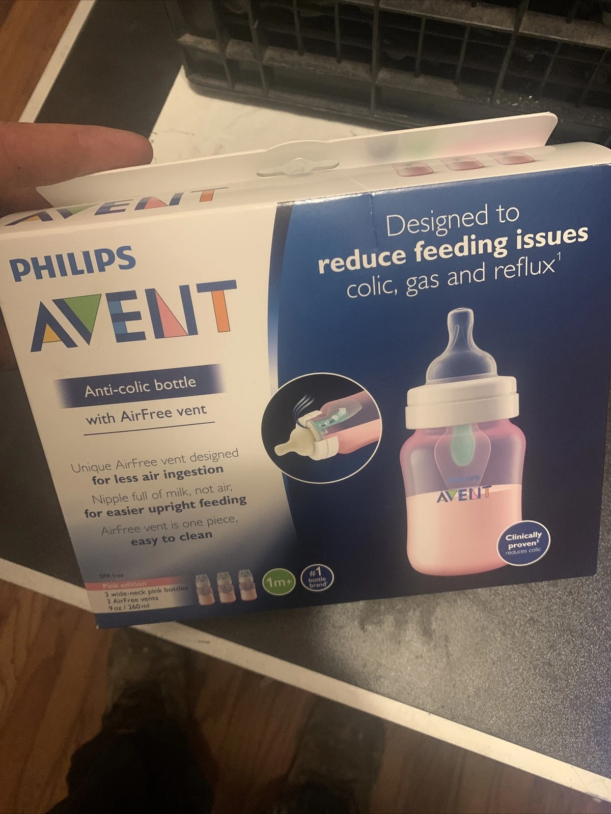 Pink Philips Avent Anti-colic Bottle With AirFree vent - 9oz/3pk FREE SHIPPING