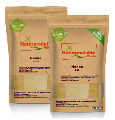 (14,95 EUR/kg) Henna Pulver rot (2x 500g) Haarfarbe natürliche Haar 1000g 1kg