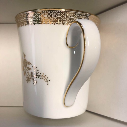 Wedgwood Vera Wang Lace Gold Silver Mug Pair Cup - Picture 7 of 12