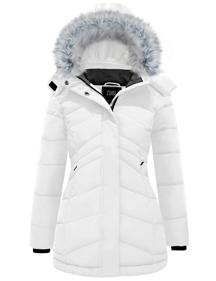 ZSHOW Women's Winter Coat Waterproof Warm Puffer Jacket Long Parka with Faux Fur - Image 4 of 4