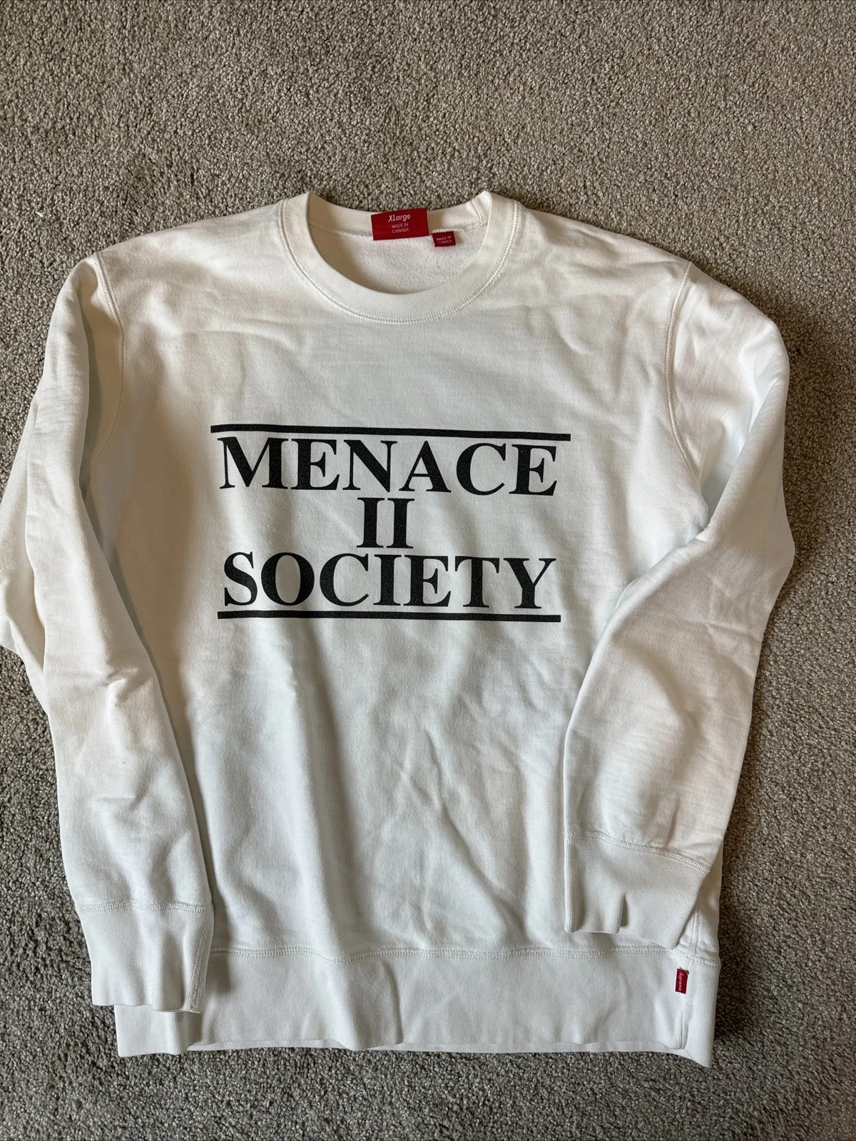 Sweat shirt blanc SS14 Supreme Menace II To Society Crewneck XLlarge
