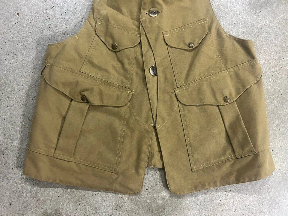 Vintage Filson Tin Cloth Hunting Vest Men's Sz 32 Half Moon VGUC Vintage - Image 3 of 4