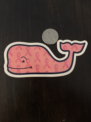 New Vineyard Vines Breast Cancer Awareness Pink Whale Sticker Yeti Car Decal