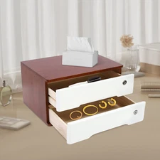 Wooden Desktop Storage Box, Desk Organizer, Desktop Storage Box+Lockable Drawer