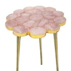 Square Rose Quartz Stone Coffee Table Luxury Gemstone Furniture Elegant Dec