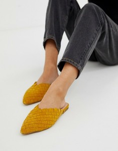 Nuevo Aldo amarillo mostaza Gamuza Tejida mula Resbalón en Zapatos Planos  Cuero eliliwia 6 | eBay