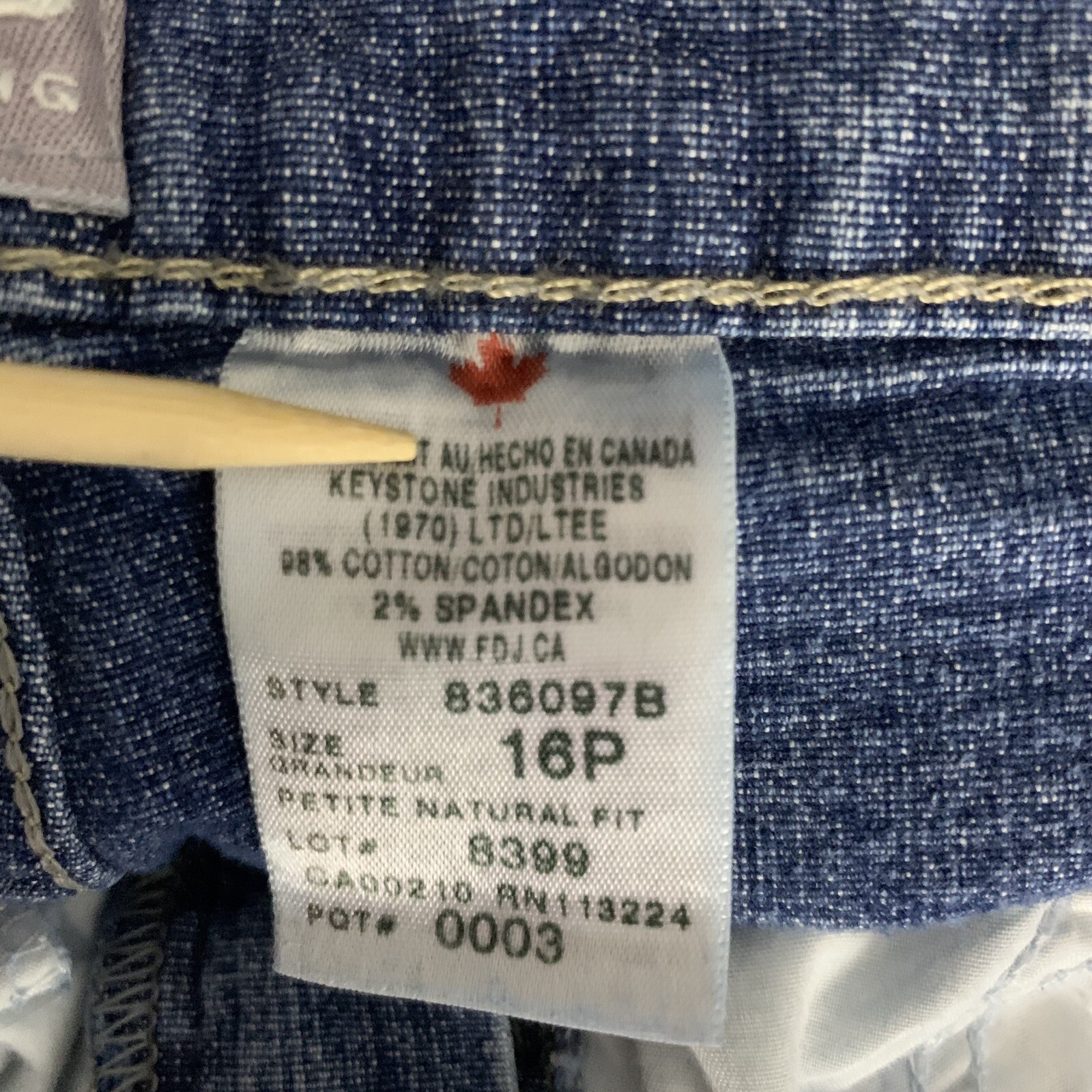 French Dressing FDJ Jeans Petite Natural Fit Size 16P  34/28 High Rise Straight