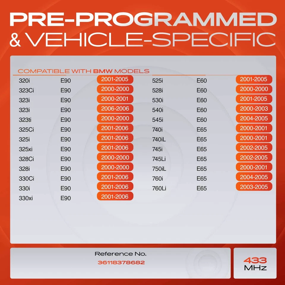 Sensor de monitoreo de presión de neumáticos TPMS de 433 MHz para BMW E60 E65 E90 320i 528i Foto 2 de 4