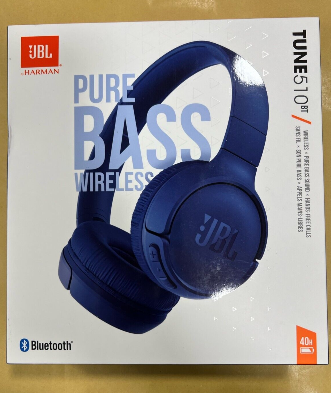 JBL Harman Tune 510BT WIRELESS PURE BASS SOUND BLUE USED