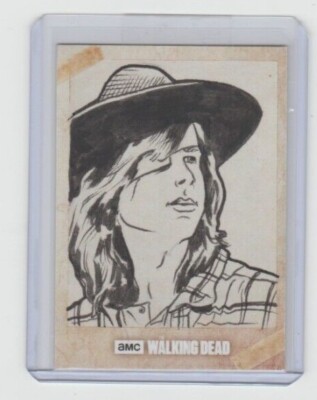 WALKING DEAD SEASON 7 CARL GRIMES SKETCH CARD BY ARTIST MATT 