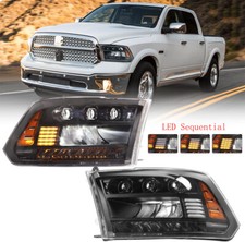 2013-2018 Headlights Led Sequential For Dodge Ram 1500 2500 3500 Black L R