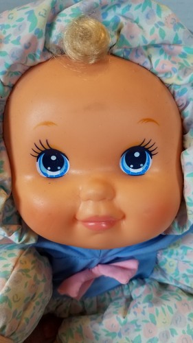 Mattel Peluche Morbido Adorabile Bambola Vintage Blu Rosa Bambino Faccia di Gomma 14" - Foto 3 di 13