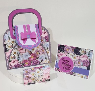 Happy Mothers Day Handmade Purse / Handbag Gift Card Holder & matching card