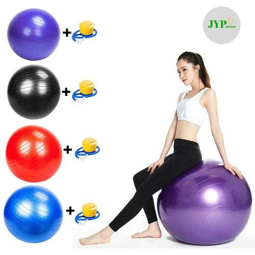 Purple Exercise Workout Yoga Ball Fitness Pilates Sculpting Balance Include Pump
