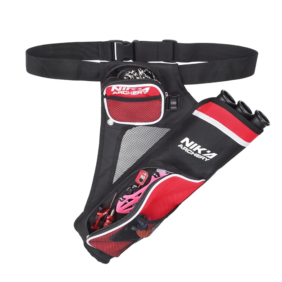 Archery Arrow Quiver Holder 3 Tubes Waist Hip Bag Belt Back Pouch Bow Hunting - Image 2 of 4