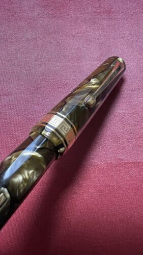FOUNTAIN PEN OMAS EXTRA SFACCETTATA CELLULOIDE VERDE ANNI 30 LEVETTA REVISIONATA - Imagen 10 de 12