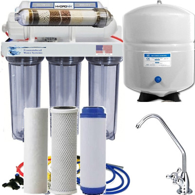 REVERSE OSMOSIS ALKALINE IONIZER NEG ORP CLEAR HOUSINGS LG TANK 150GPD 