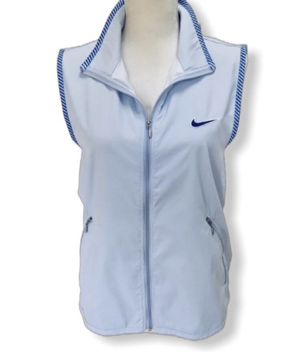 Nike Windbreaker Vest Blue Sz Medium Gray Label Soft Shell Sleeveless Jacket VTG - Picture 2 of 6