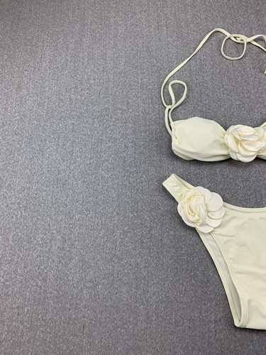 Bikini rosa crema 2 piezas traje de baño para mujer talla M playa boda romántico dulce sexy - Imagen 5 de 15