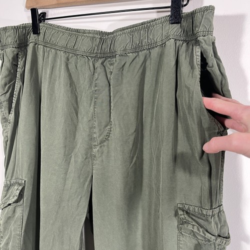 Sanctuary Rebel Crop Stretch Cargo Joggers Olive Green Hiker Pants Women's XL - Picture 2 of 10