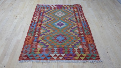 Handmade Kilim Rug Carpet / Vintage Bathroom Rug 3.5x4.9 ft Organic Kidsroom Rug - Picture 2 of 6