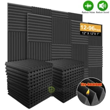 12-96Pcs Paneles esponjas acusticos espuma para estudio paredes a prueba sonido