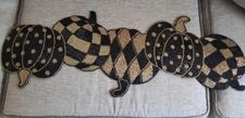 Halloween / Fall Tahari Home Black Gold Pumpkin Beaded Table Runner 13” x 36”