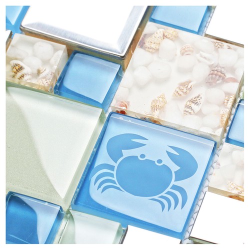 Beachy House Wall Tile Marine Animals Icon for Backsplash Bath Shower Pack of 5 - Picture 5 of 12