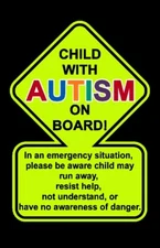 REFLECTIVE HiViz Autism Awareness Child on Board First Responder Warning Sticker