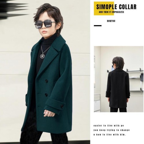 New Kids Children Woolen Jacket Casual Double breasted coat Lapel Outerwear Gift - Picture 10 of 17