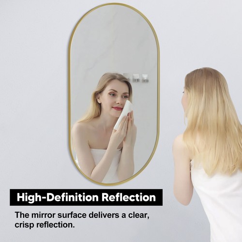 Wall Mirrors Arch Oval Makeup Mirror 50/60cm Wide Bedroom Bathroom Black/Gold - Picture 21 of 26