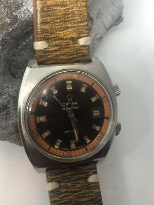 ORFINA GOLDEN FLAME VINTAGE COMPRESSOR 200M 37MM DIVER ORANGE INNER BEZEL |  eBay