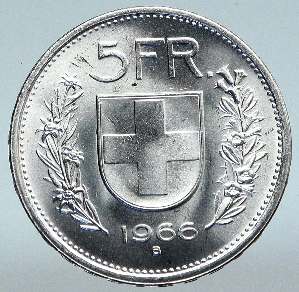 1966 B Switzerland Founding HERO WILLIAM TELL 5 Francs Silver Swiss Coin i89656 - Image 2 of 3