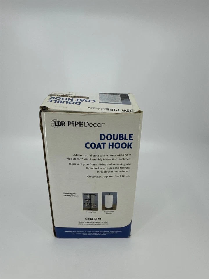 Gancho de abrigo doble decoración de pipa LDR 3"x12,25"x6" acabado electro-negro gancho de abrigo Dbl Foto 3 de 4