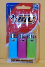 BIC Mini Lighter, 3-Pack, Assorted Colors, Random Colors, 3 Lighters each pack