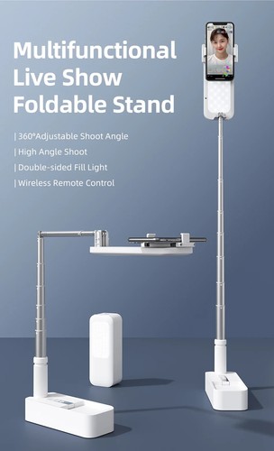 USAMS Portable Phone Holder Wireless Remote Control Stand LED Fill Selfie Light - 第 2/17 張圖片