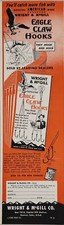 1956 Print Ad Eagle Claw Fishing Hooks Wright...