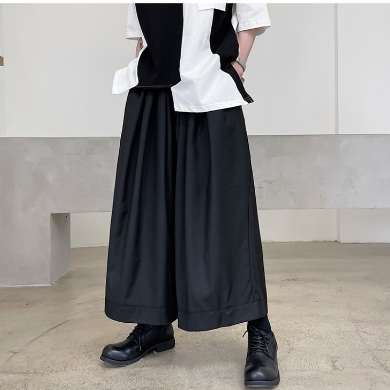 Japanese Men's wide leg pants loose Streetwear High Waist