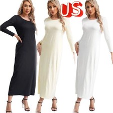 Women Muslim Abayas Maxi Dress One Piece Long Sleeve Islamic Prayer Dresses Robe