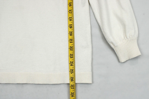 BCBG Eneration Side Tie Sweater Women S Scoop Neck Long Sleeve Beige Minimalist - Picture 5 of 12