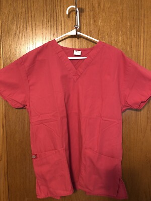 Dickies Scrubs Shirts Women Pink  V-neck Top pockets  Medical Uniforms Shirt