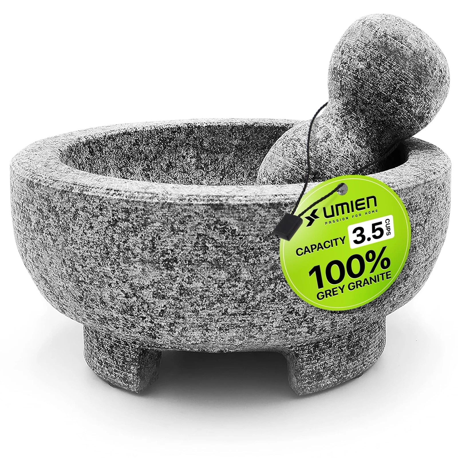 Granite Mortar and Pestle Set guacamole bowl Molcajete 8 Inch - Natural Ston...