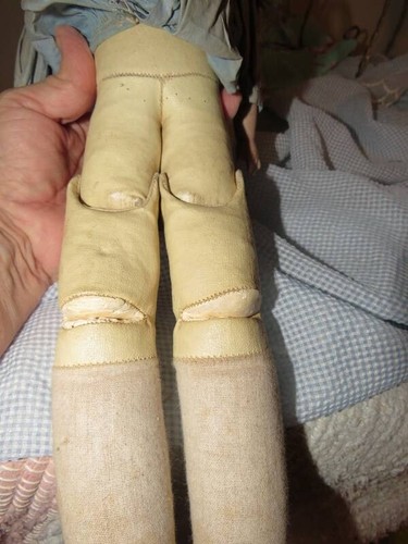 1800'S ANTIQUE TIN AND JOINTED LEATHER 17" TALL DOLL FOR REFURBISH - Picture 8 of 10