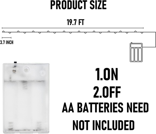Lichterkette, 20 Fuß 60 LED Kupferdraht Batteriebetrieben Wasserdicht Lichter, - Bild 2 von 12
